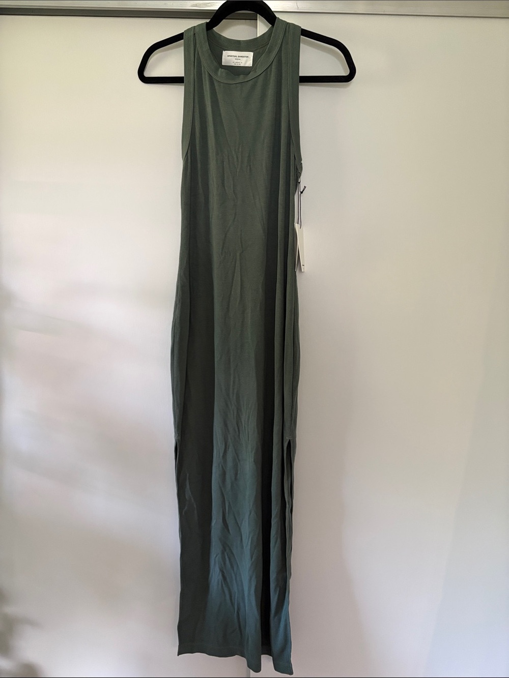 NWT Spiritual Gangster size medium Simone Rib Maxi Dress Olive Green